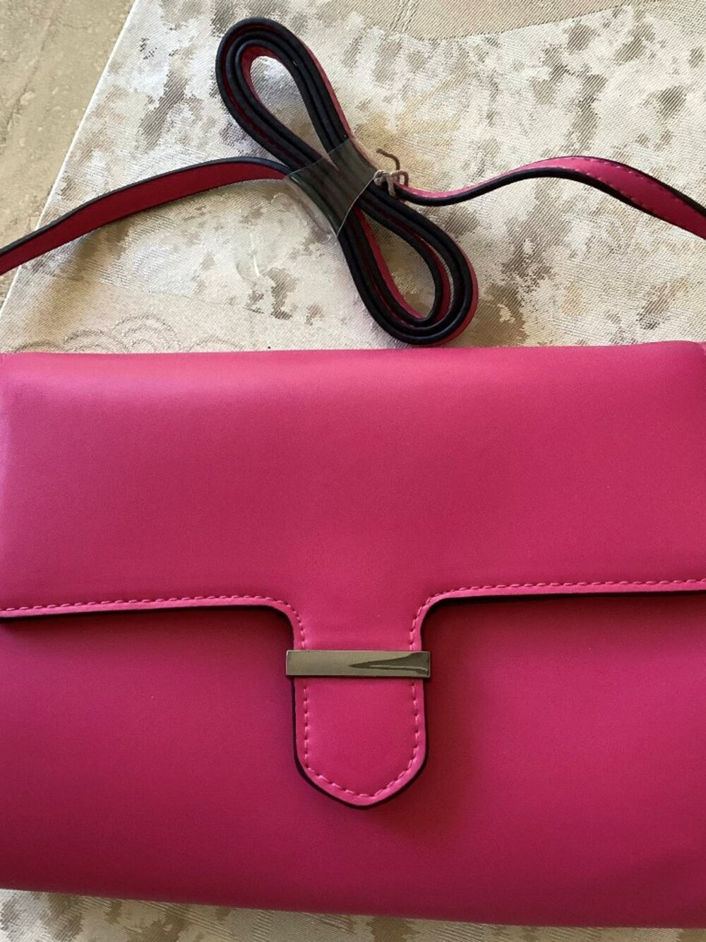 A New Day fuchia, pink, rose purse, handbag with shoulder strap  (9" x 7" x 2")